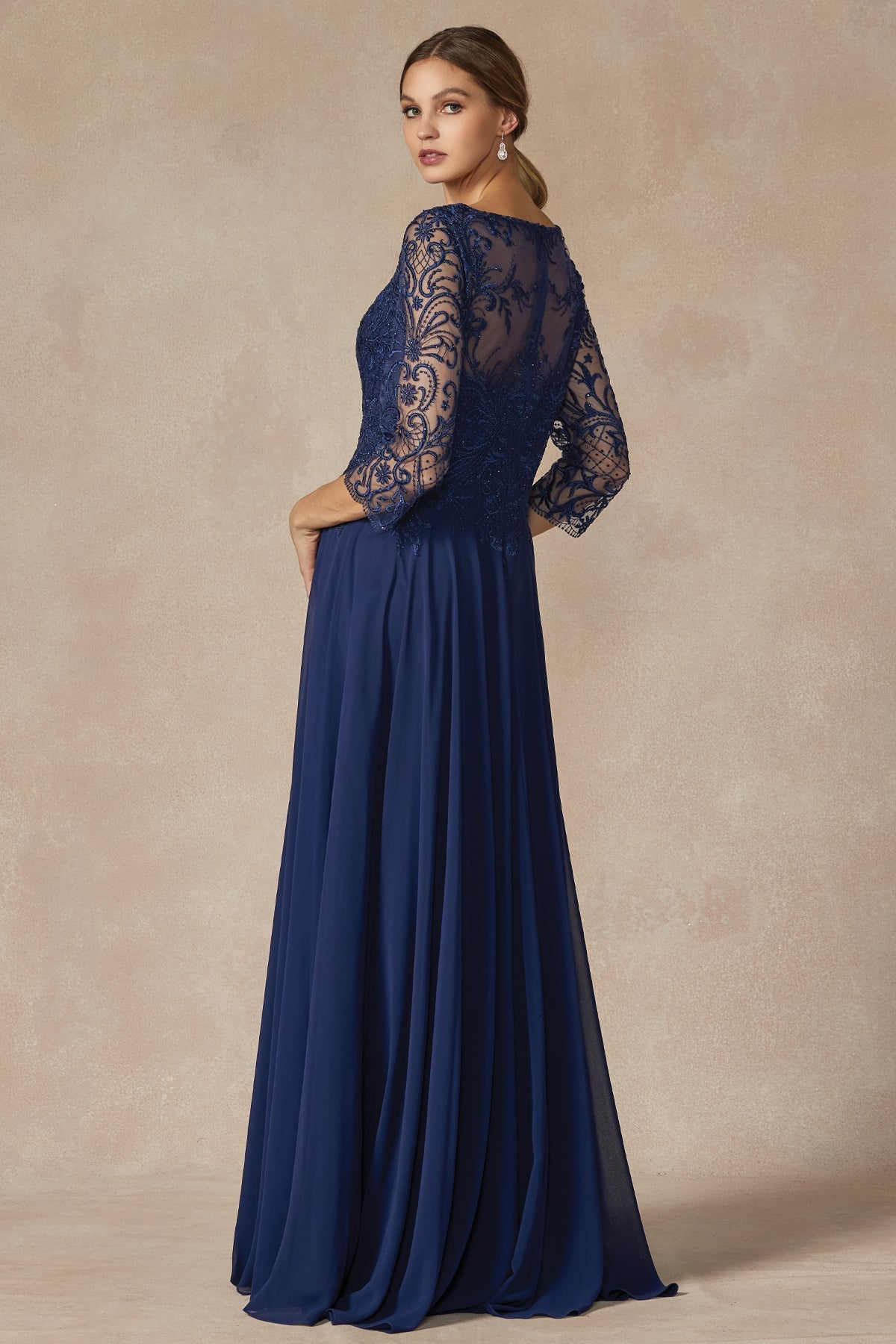 Embroidered Lace Beaded Bodice Long Mother Of The Bride Dress JTM11 Sale-4