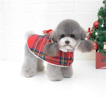 Festive Knitted Turtleneck Dog Sweater - Cozy Christmas Red Plaid Pet Winter Coat-1