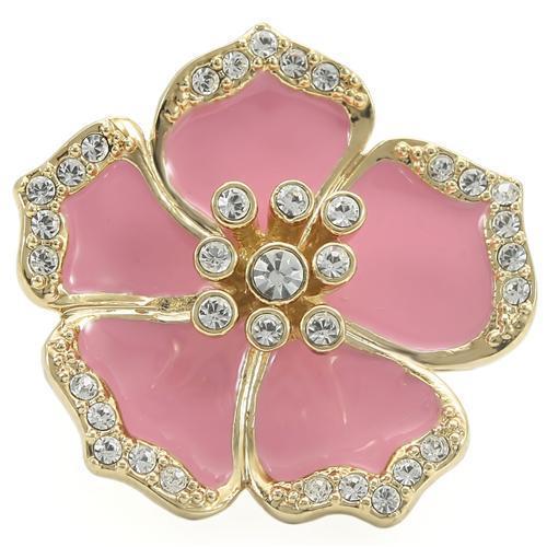 0W376 - Gold Brass Ring with Top Grade Crystal in Clear