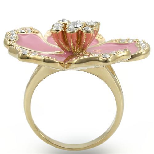 0W376 - Gold Brass Ring with Top Grade Crystal in Clear