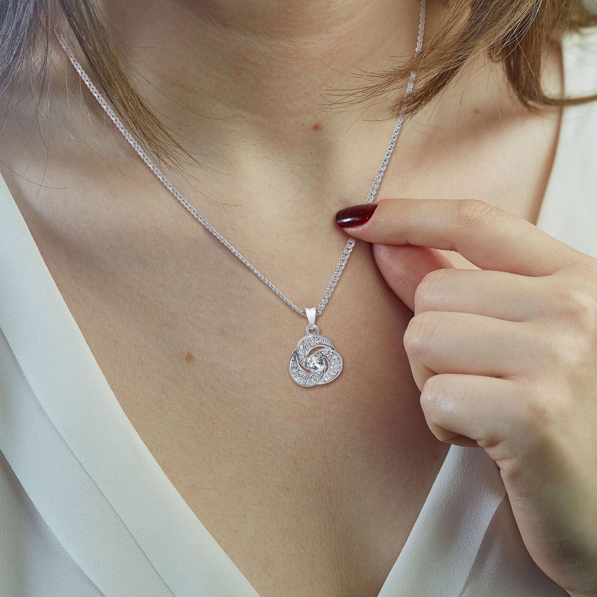 TRYNDI™ To My Amazing Wife Love Knot Necklace With Authentic Swarovski Crystals-3