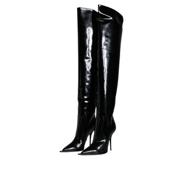 Dolce & Gabbana Black Leather Over The Knee