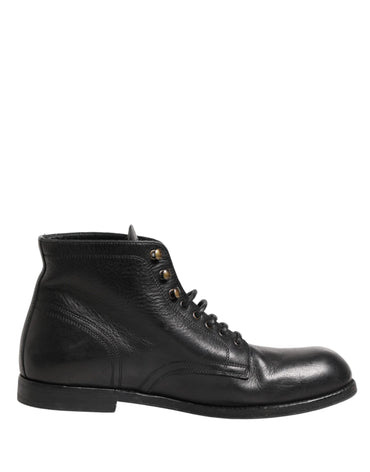 Dolce & Gabbana Black Lace Up Short Ankle Boots Men Shoes