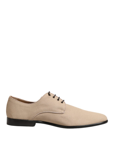 Dolce & Gabbana Beige Canvas Derby Lace Up Dress Men Shoes