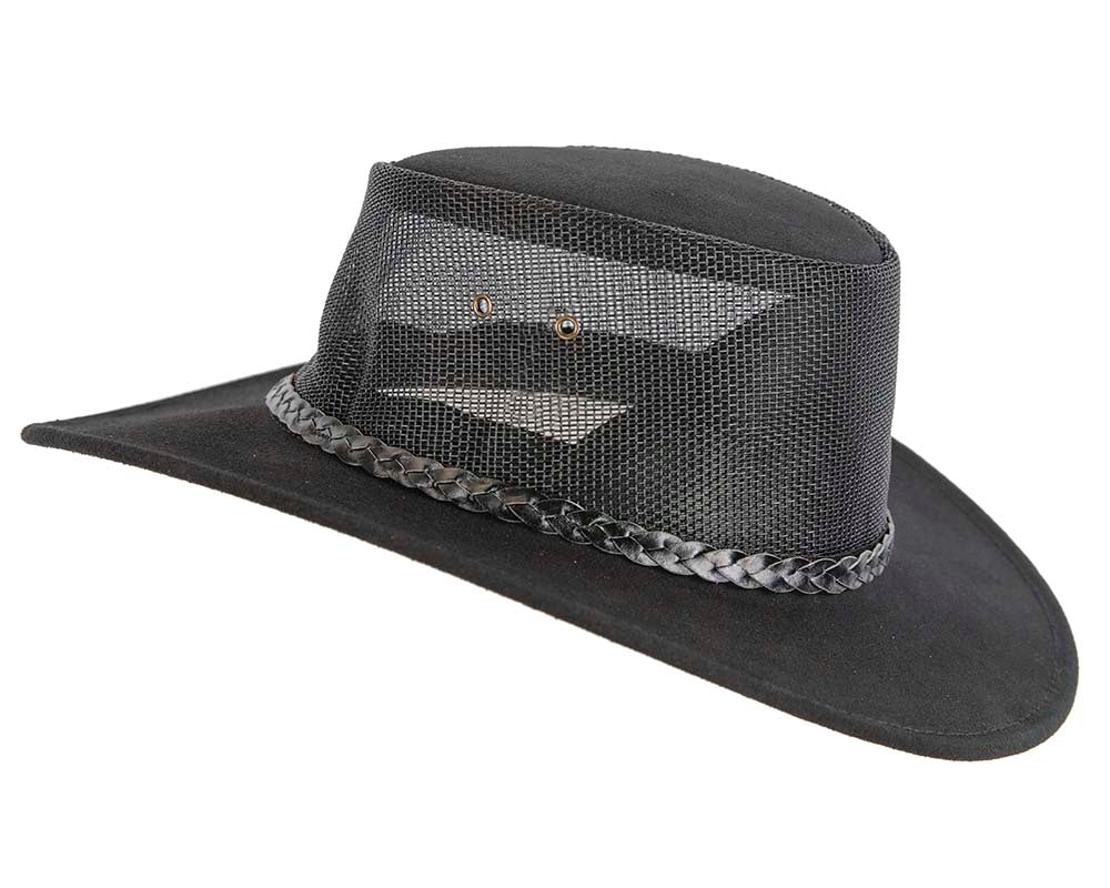 Black Australian Suede Leather Cooler Jacaru Hat