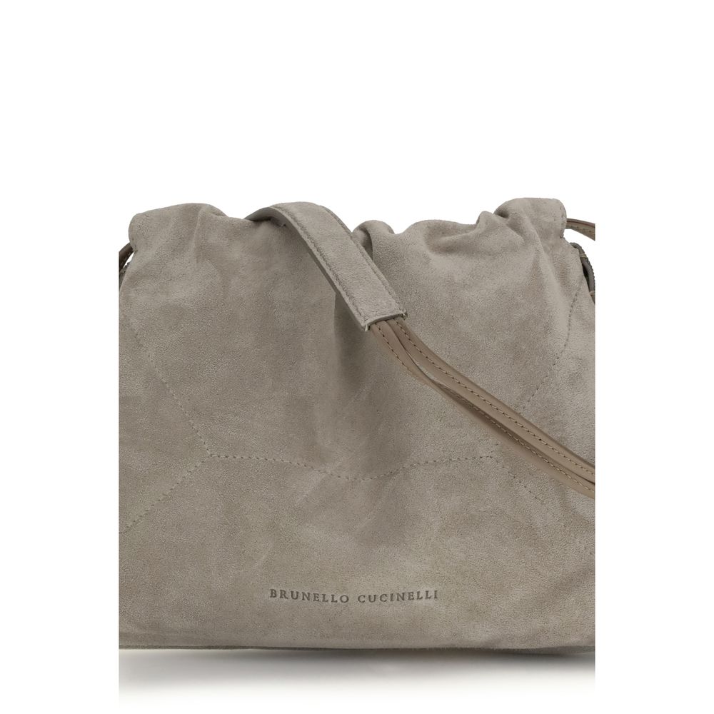 Brunello Cucinelli Gray Calf Leather Bos Taurus Clutch Bag