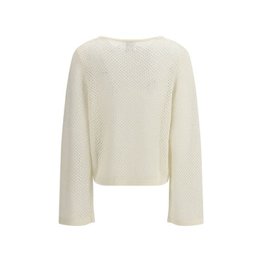 Allude White Fleece Wool Sweatshirt