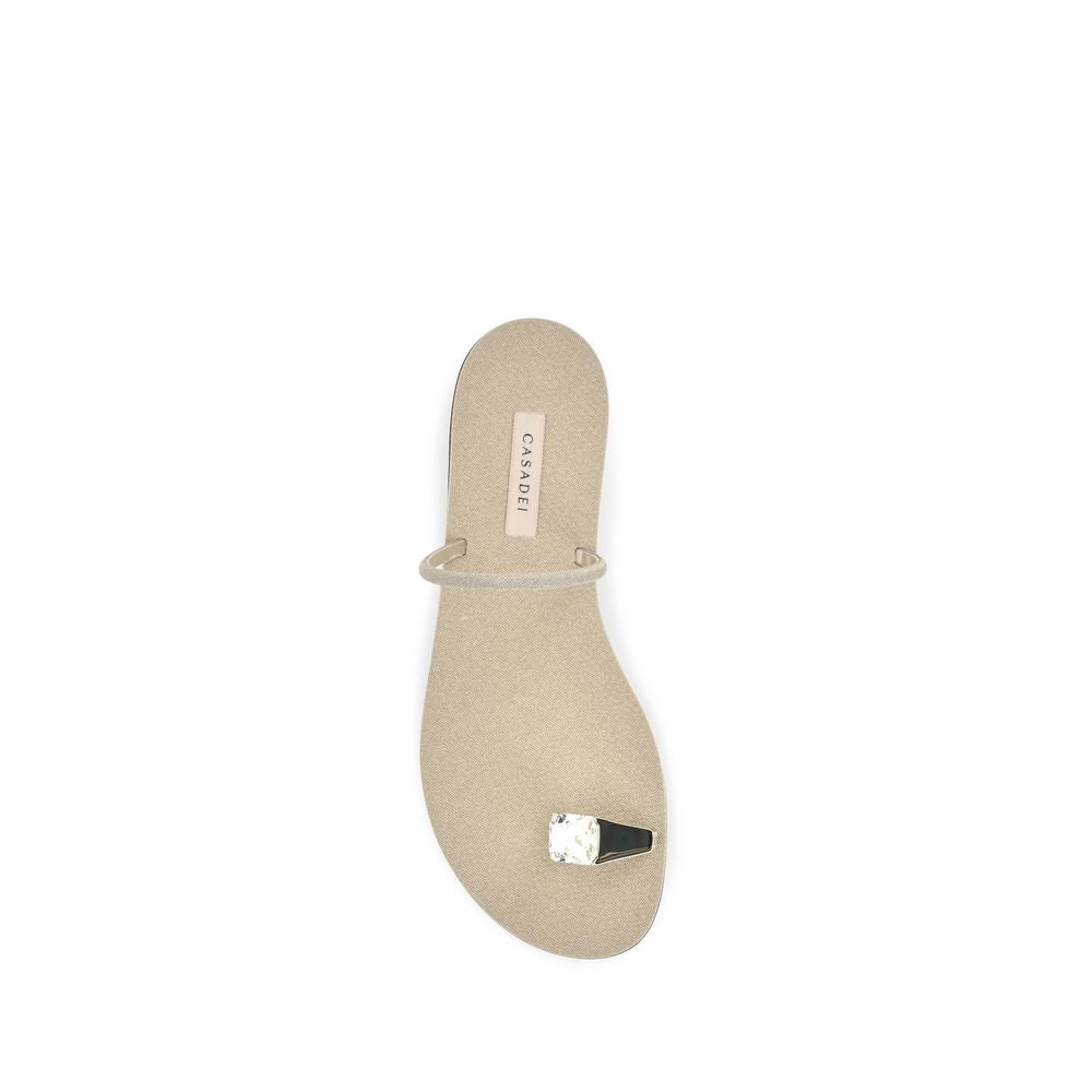 Casadei Gold Calf Leather Bos Taurus Sandals