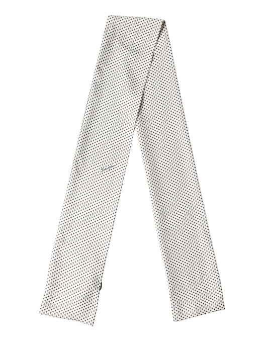 Dolce & Gabbana White Brown Polka Dot Silk Bandeau Neck Wrap 151cm x 13cm Scarf