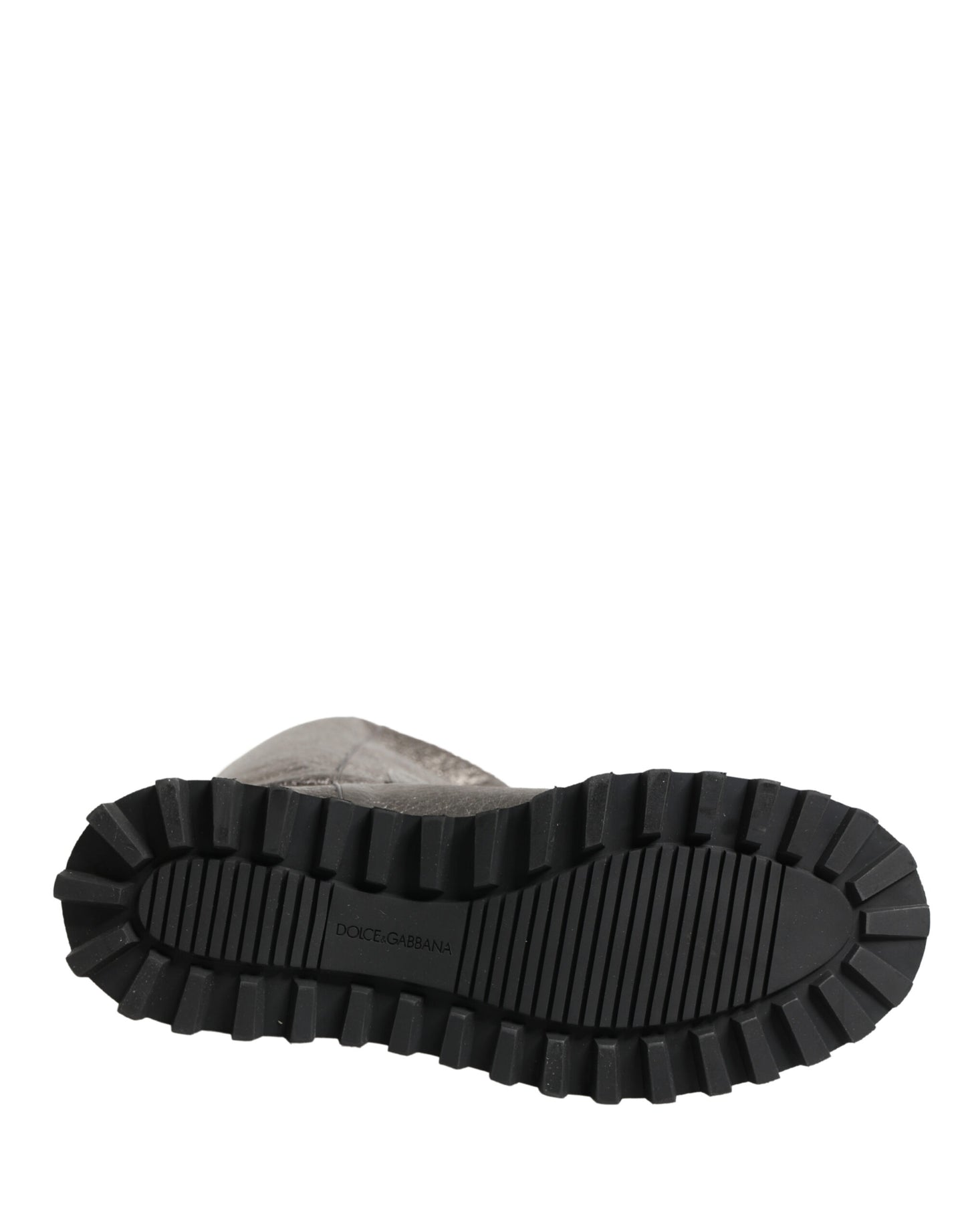 Dolce & Gabbana Metallic Silver Leather Mid Calf Boots Shoes