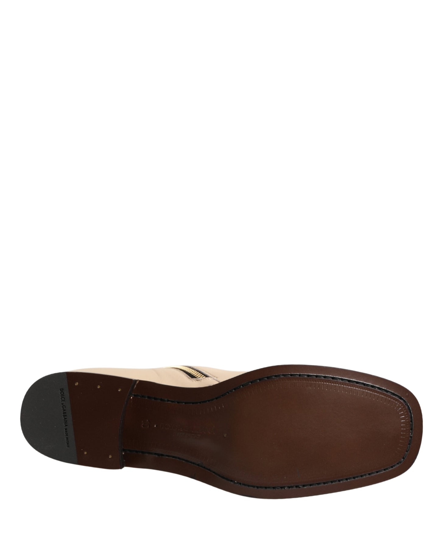 Dolce & Gabbana Beige Leather Logo Plaque Ankle Boots Shoes