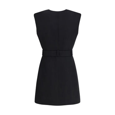 Balmain Black Fleece Wool Cocktail Dress