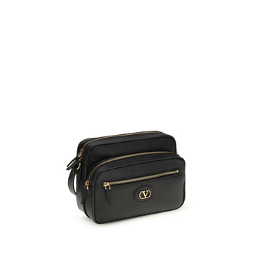 Valentino Garavani Black Calf Leather Bos Taurus Shoulder Bag