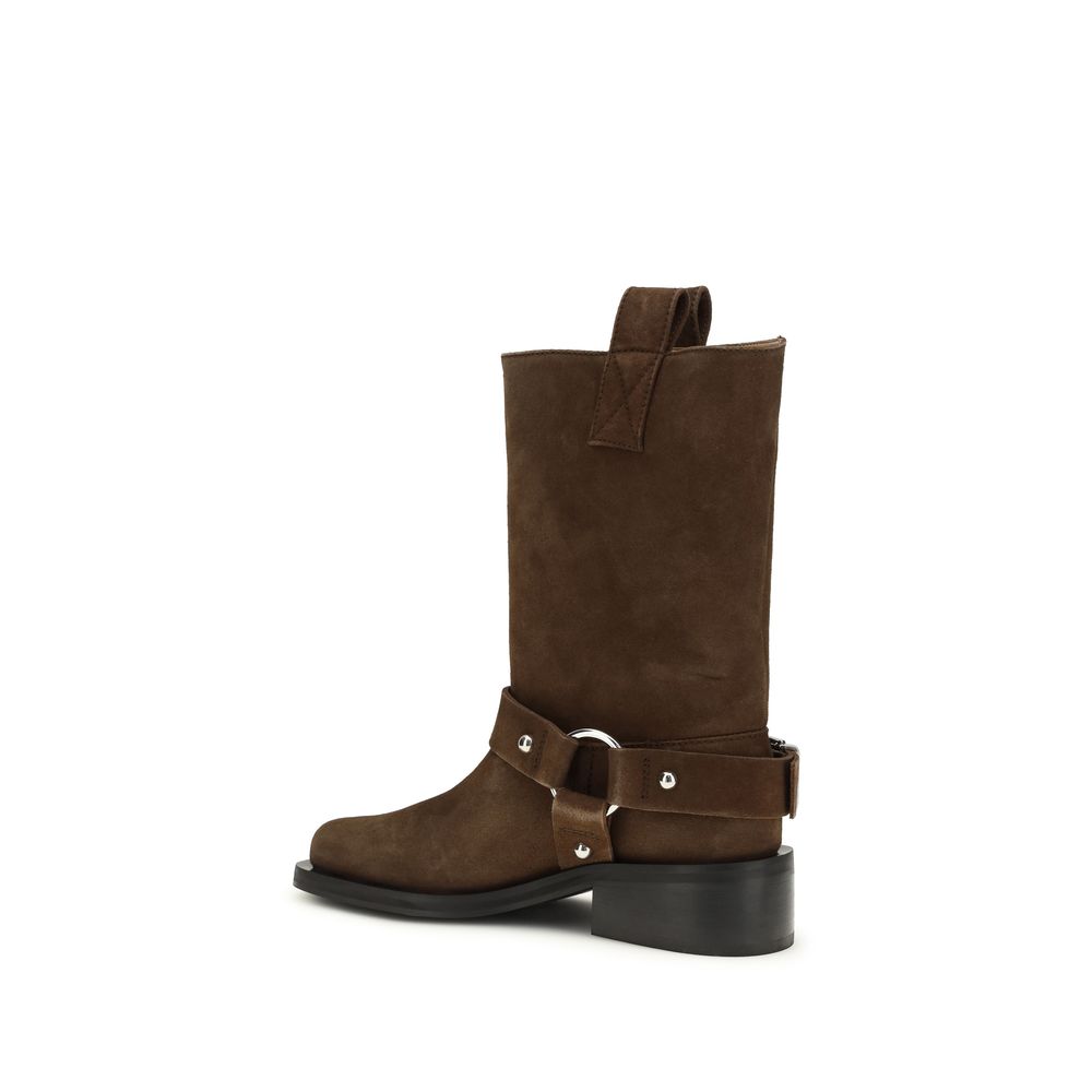 Ganni Brown Calf Leather Bos Taurus Lace-Up Boots