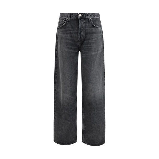 Agolde Black Cotton Straight-Leg Jeans