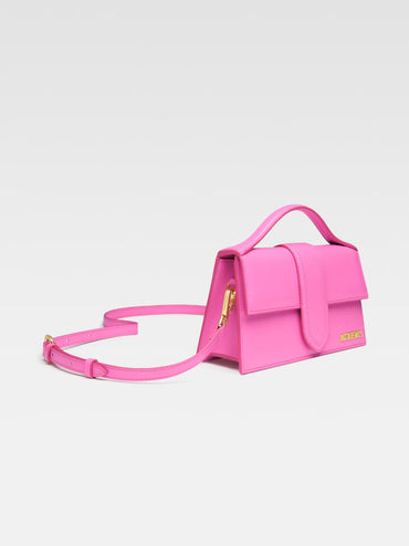 Jacquemus Neon Pink Leather Le Grand Bambino Handbag