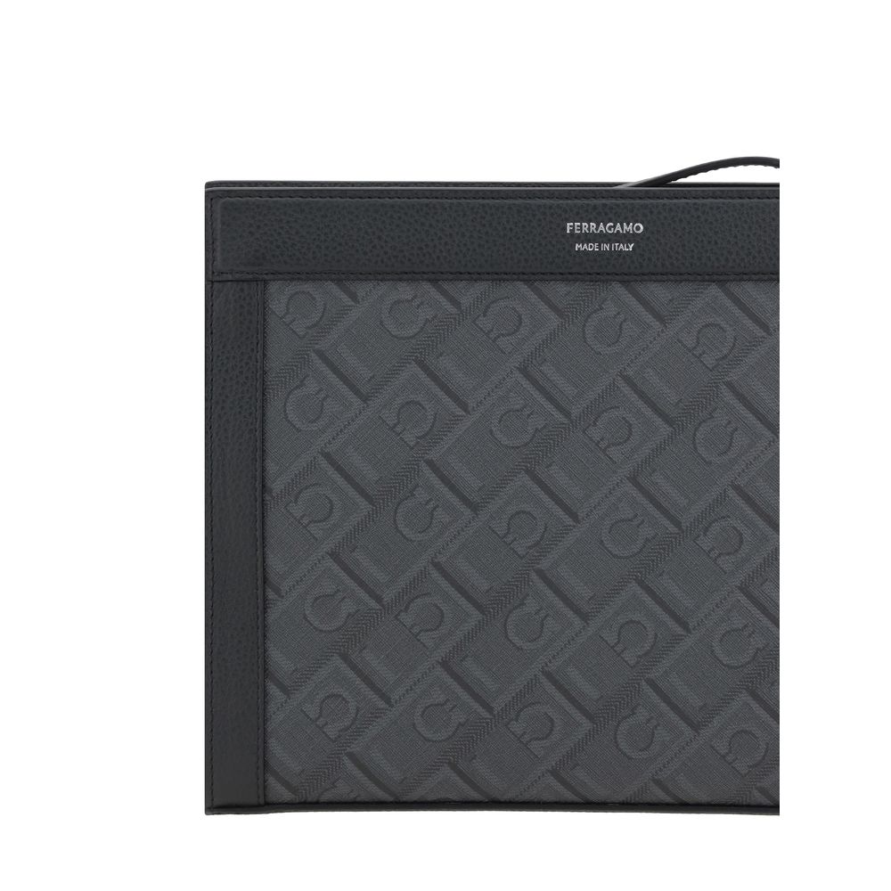 Ferragamo Black Polyethylene Clutch Bag