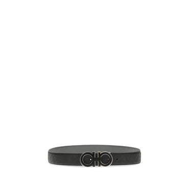 Ferragamo Black Calf Leather Bos Taurus Regular Belt