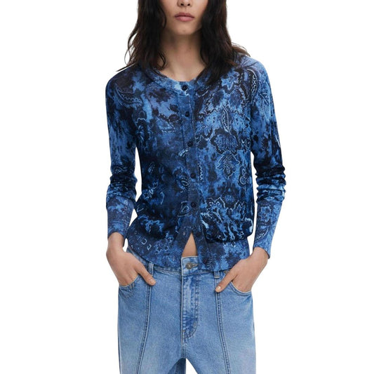 Desigual Blue Viscose Cardigan