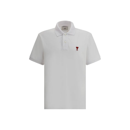 Ami Paris White Cotton Polo Shirt