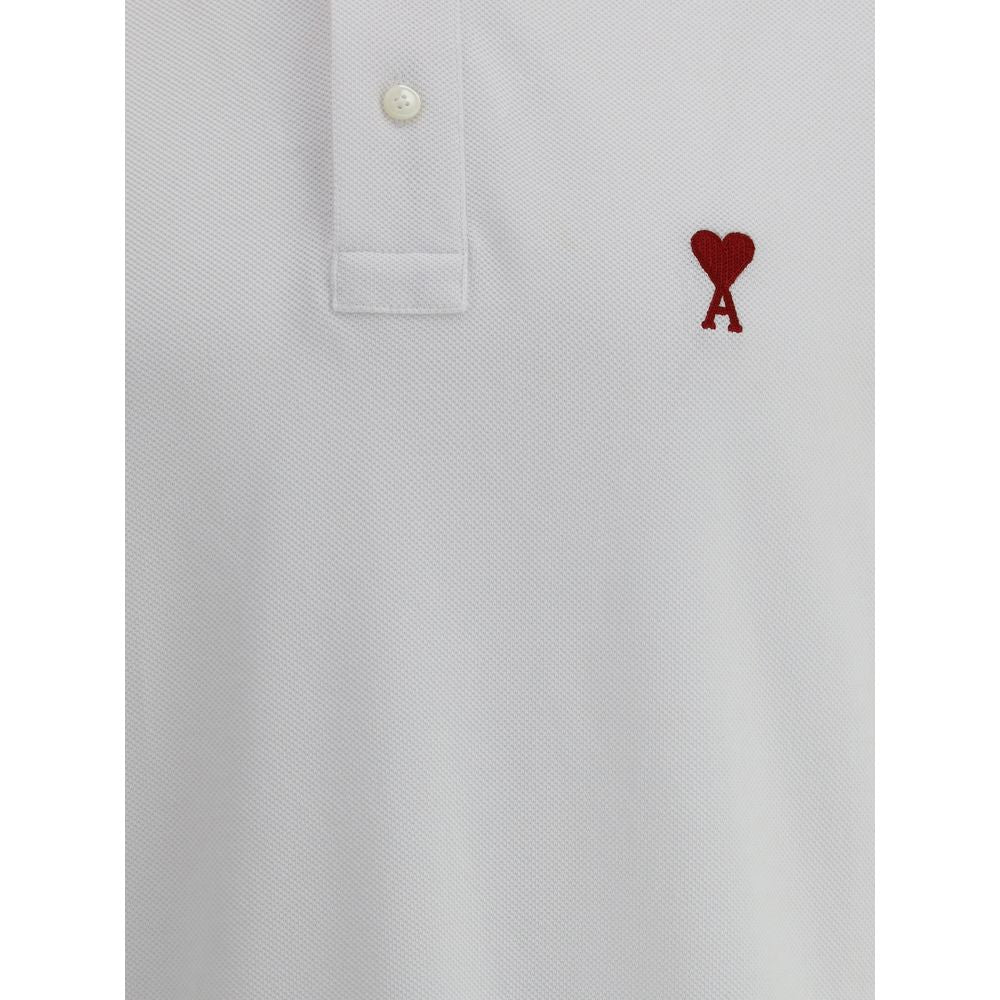 Ami Paris White Cotton Polo Shirt