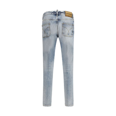 Dsquared² Blue Cotton Straight-Leg Jeans