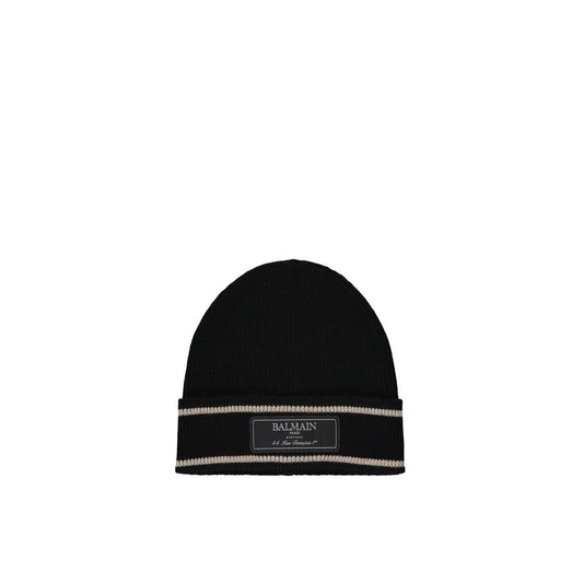Balmain Black Merino Wool Beanie