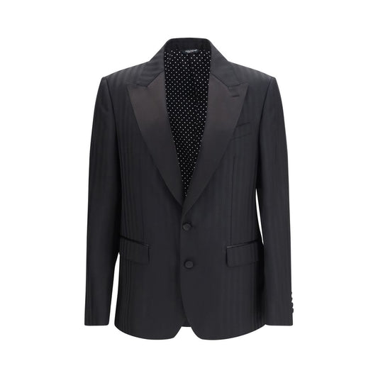 Dolce & Gabbana Black Fleece Wool Blazer