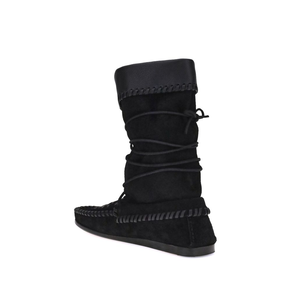 Isabel Marant Black Calf Leather Bos Taurus Lace-Up Boots