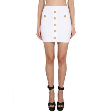 Balmain White Polyester Mini Skirt