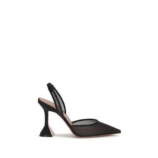 Amina Muaddi Black Fabric High Heel Pumps