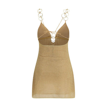 Oséree Gold Polyamide Cocktail Dress