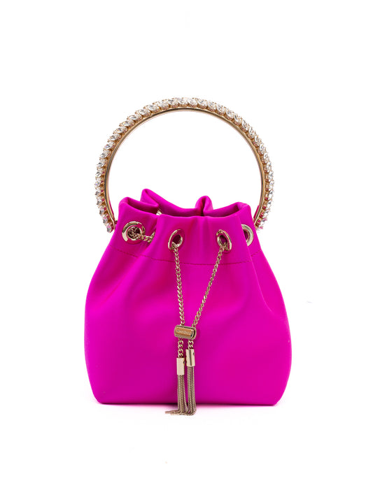 Jimmy Choo Fuchsia Bon Bon Satin Bucket