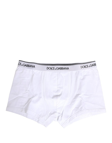 Dolce & Gabbana White Logo Waistband Cotton Boxer Underwear