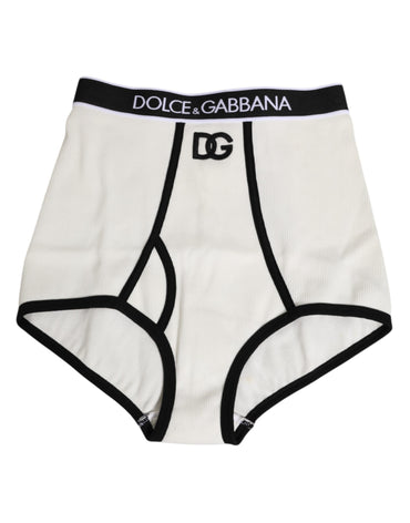 Dolce & Gabbana White Cotton Logo Waistband Culotte Underwear