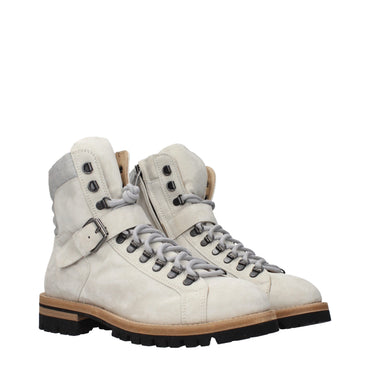 Eleventy Gray Leather Ankle Boots