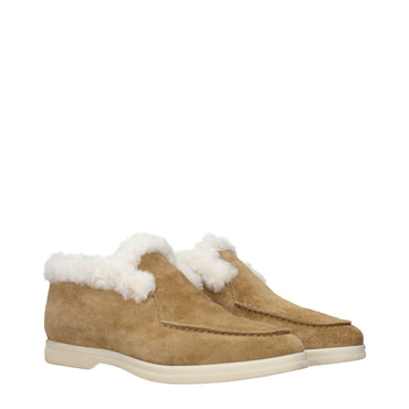 Eleventy Beige Leather Ankle Boots