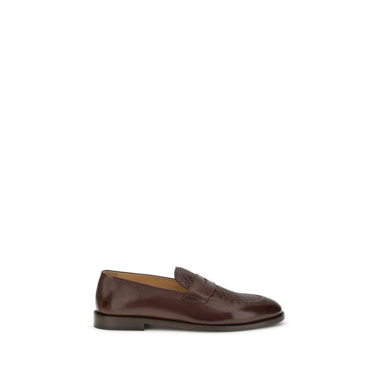 Brunello Cucinelli Brown Calf Leather Bos Taurus Slip-On Loafers