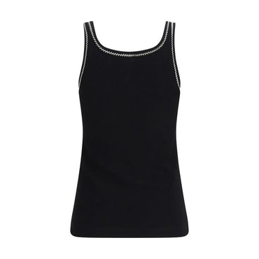 PINKO Black Cotton Sleeveles T-Shirt