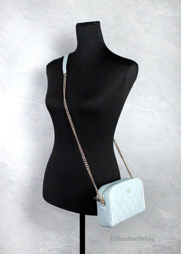 Kate Spade Carey Mini Wild Sage Quilted Smooth Leather Camera Crossbody Bag