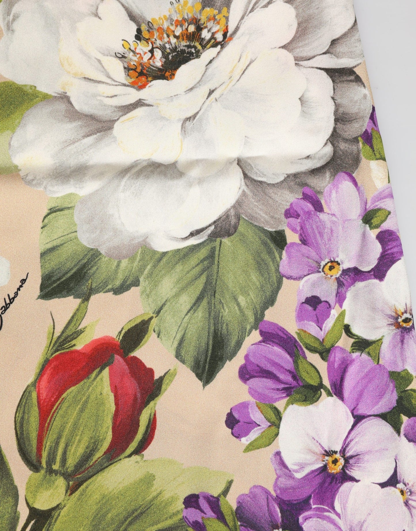 Dolce & Gabbana Beige Floral Silk Tank Short Chemise Sleepwear