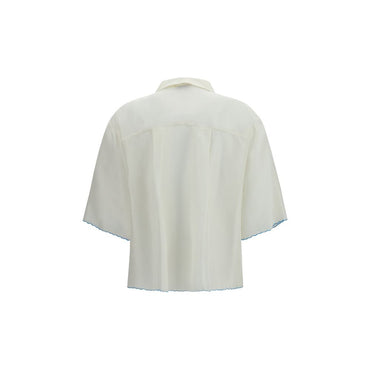 Forte_Forte White Silk Pattern Shirt