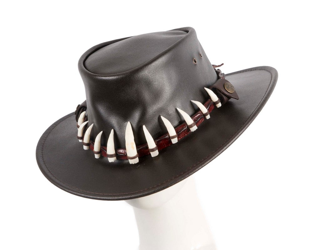 Australian Leather Outback Jacaru Hat with 11 Crосоdile Teeth-0