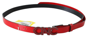 Costume National Chic Red Leather Waist Belt with Black-Tone Buckle