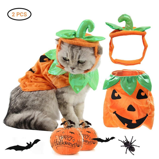 Pet Pumpkin Leaf Costume - Creative Halloween Cat Cosplay Clothing-0