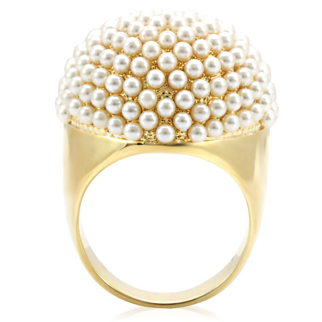 1W058 - Gold Brass Ring with Synthetic in Citrine Yellow