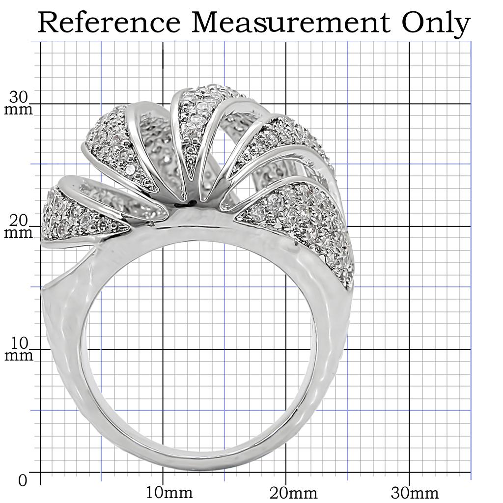 1W019 - Rhodium Brass Ring with AAA Grade CZ in Clear