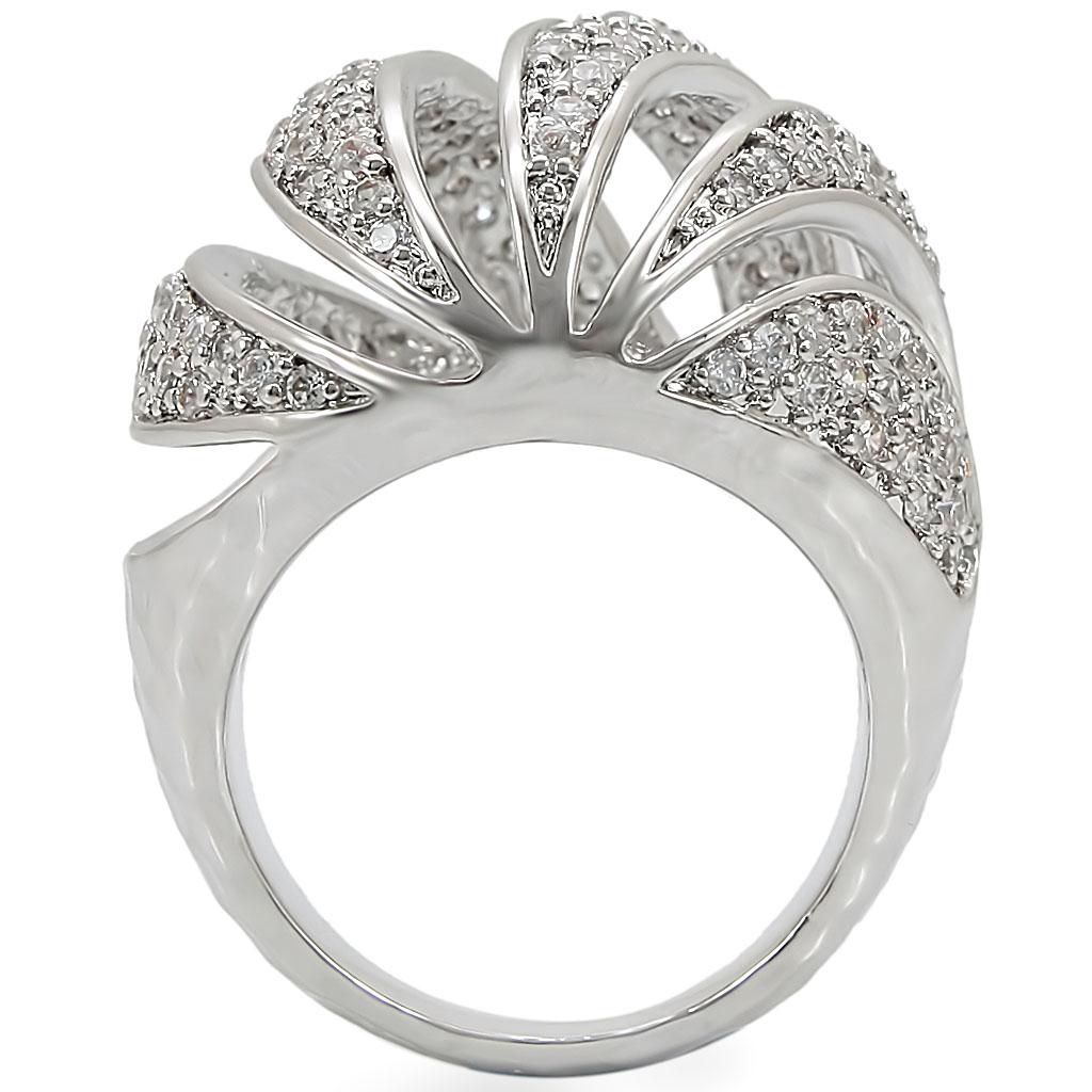 1W019 - Rhodium Brass Ring with AAA Grade CZ in Clear