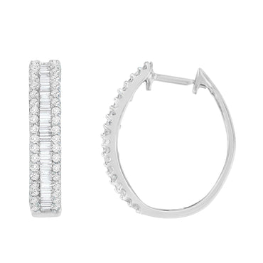 10K White Gold Diamond Hoop Earrings (3/4 cttw, I-J Color, I2-I3 Clarity)-1