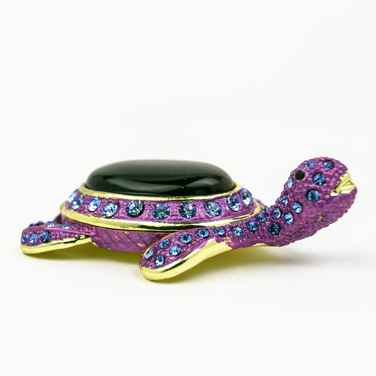 Violet Turtle Decorated with Blue Crystals-0